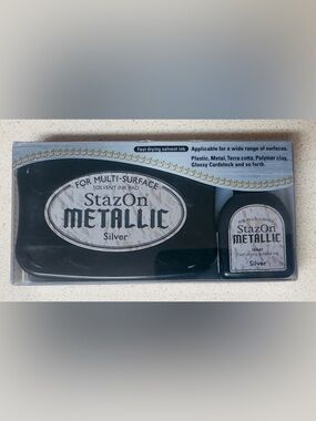 Tsukineko Stazon METALLIC SILVER Ink Pad and Refill SZ-000-192
